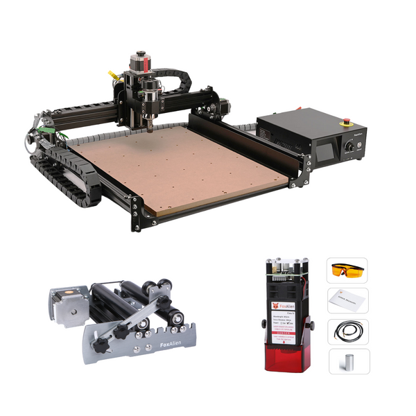 CNC Router 4040-XE with 20W Laser and R57 Rotary Roller Kit – FoxAlien
