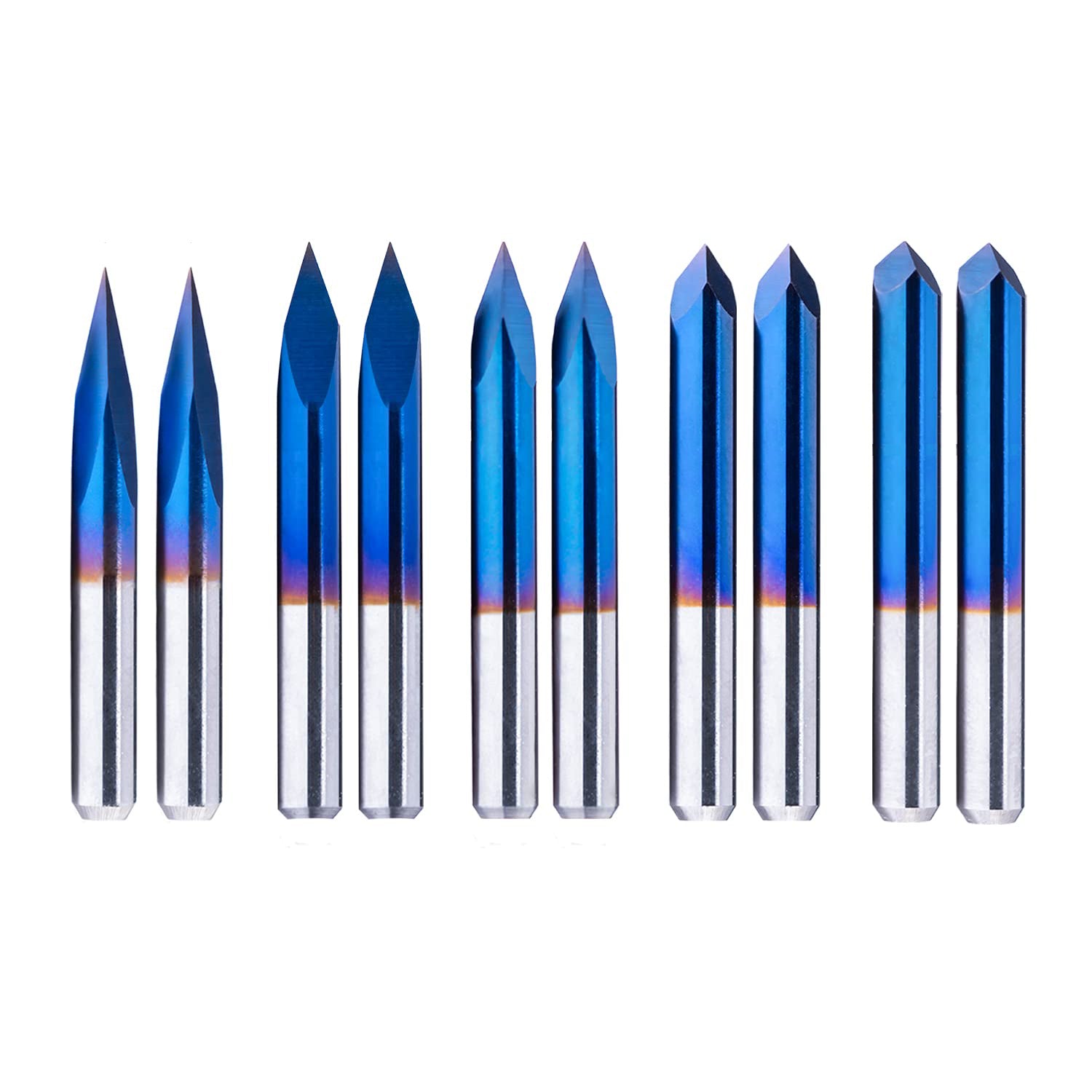 CNC Router Bits Triangular Pyramid 20 30 45 60 90 degree 0.1mm Tip 10PCS