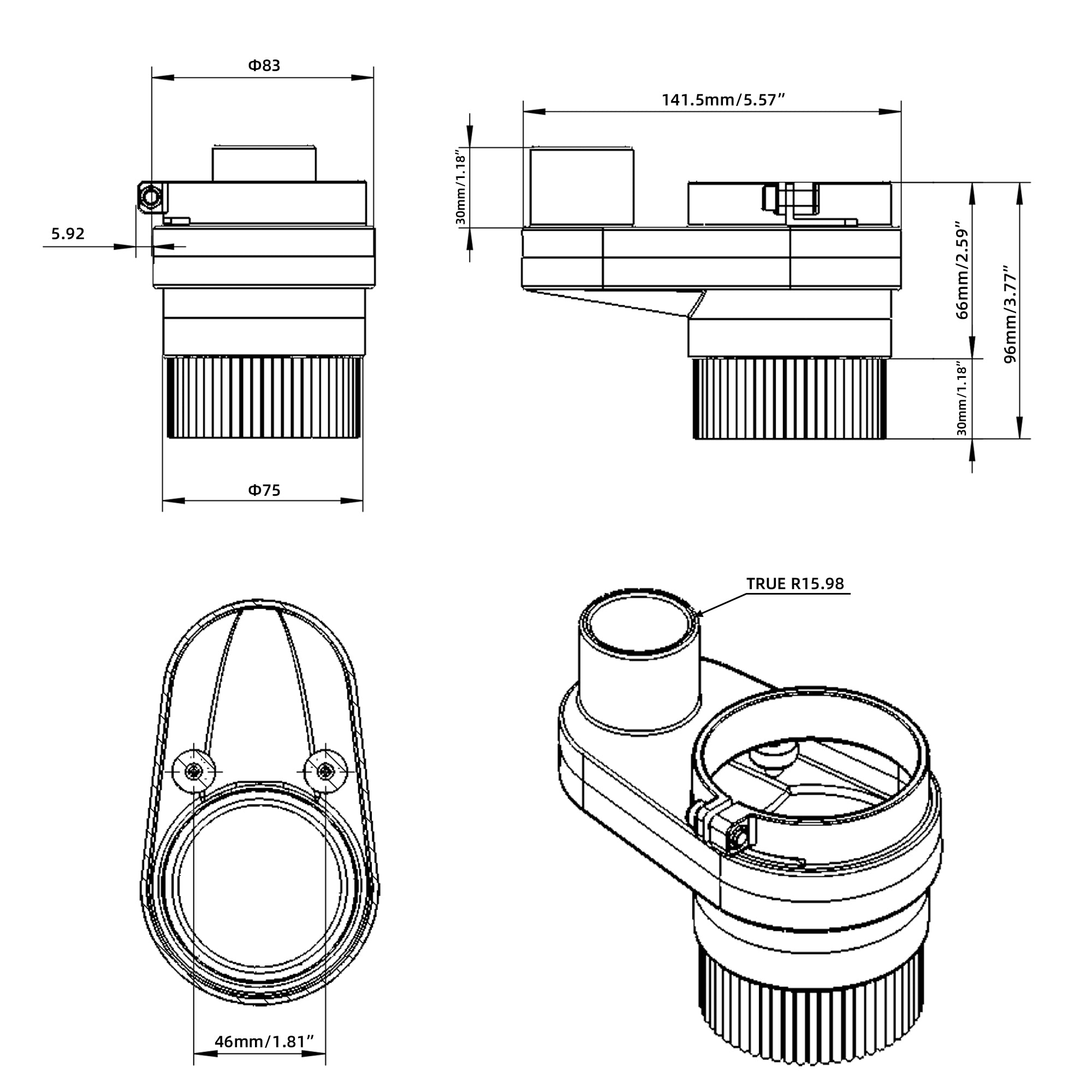 69MM Dust Shoe | Compatible with 52MM, 65MM & 69MM Router