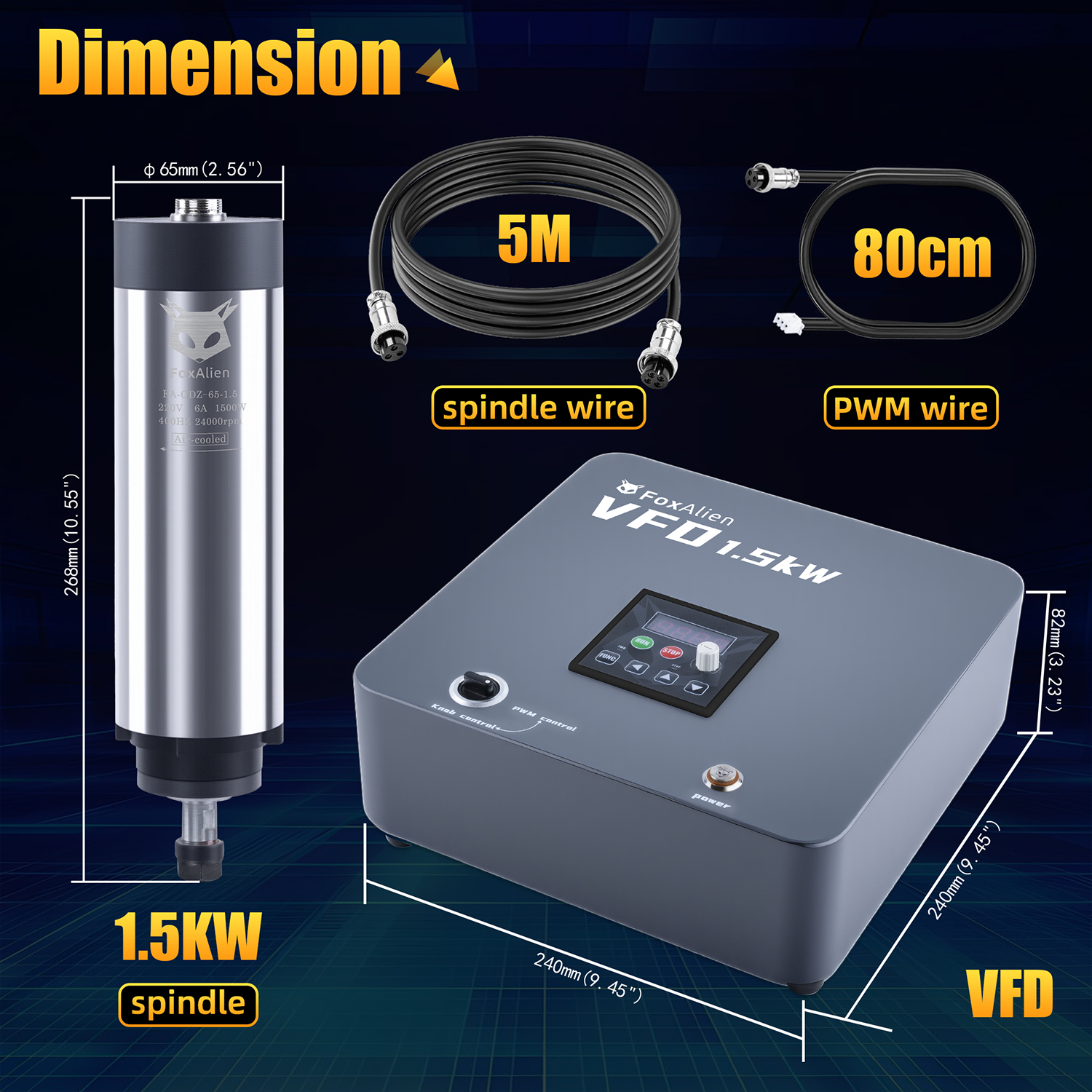 1.5KW Air Cooled VFD Spindle Kit-02