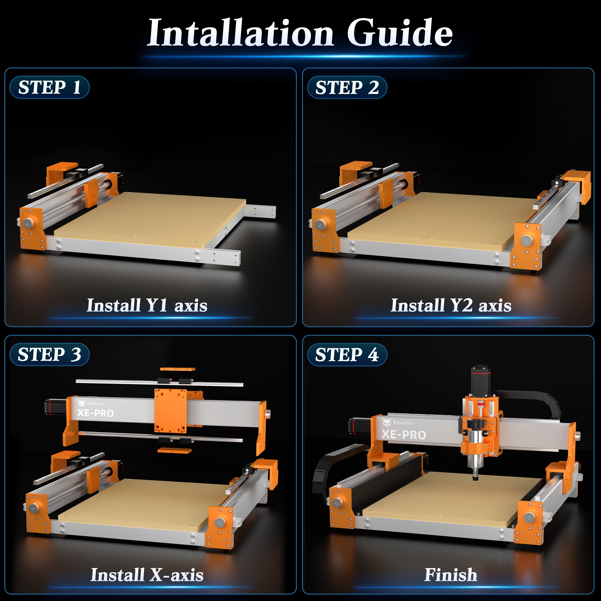 Linear Rail Router Frame CNC Router Machine XE-PRO with XY Linear Rails Upgrade Kit