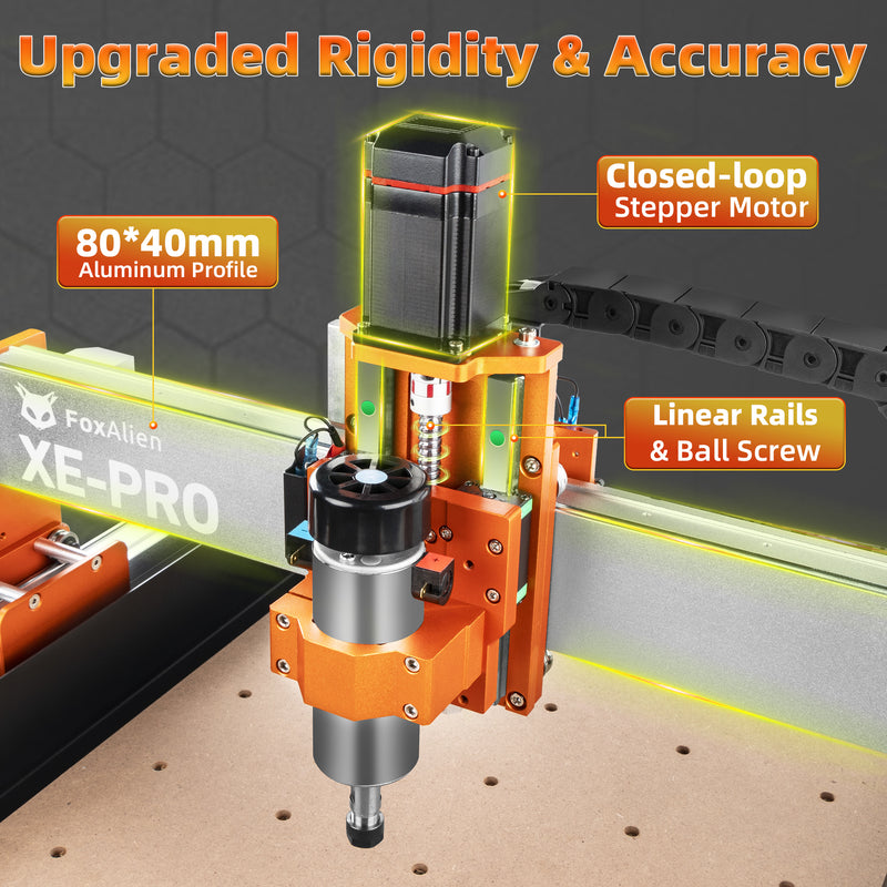 CNC Router Machine XE-PRO with XY Linear Rails Upgrade Kit – FoxAlien
