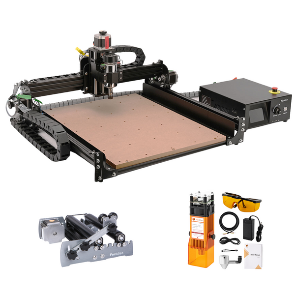 CNC Router 4040-XE with 40W Laser and R57 Rotary Roller Kit