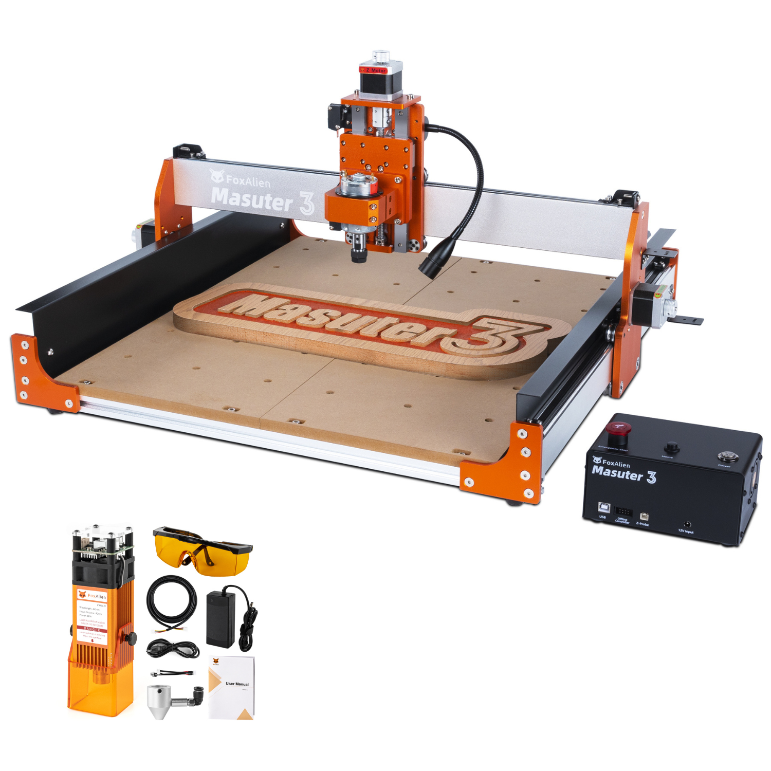 CNC Router Masuter 3 with 40W Laser Bundle Kit