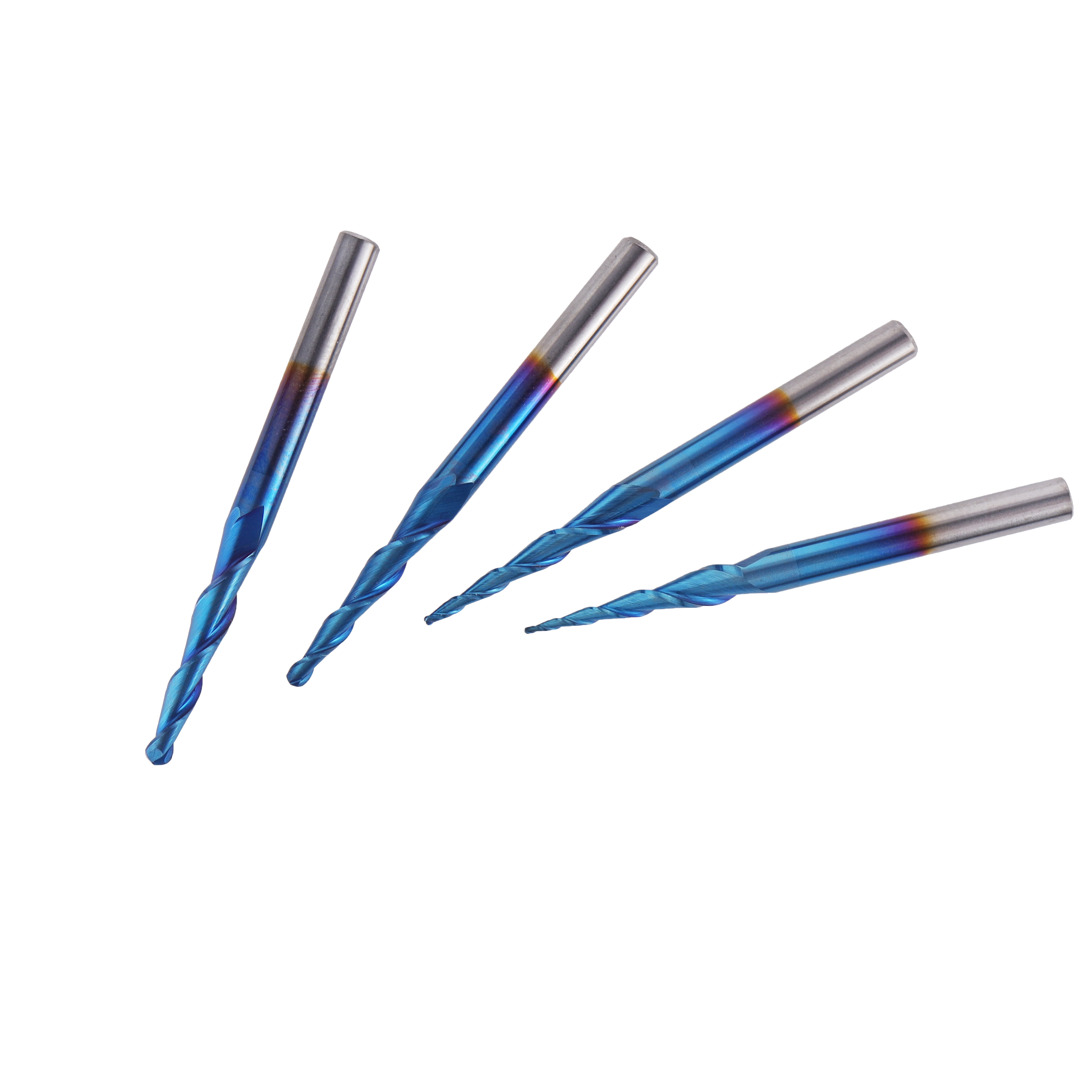 CNC Router Bits, Ball Nose 2-Flute, R0.25-R1.0, 4pcs