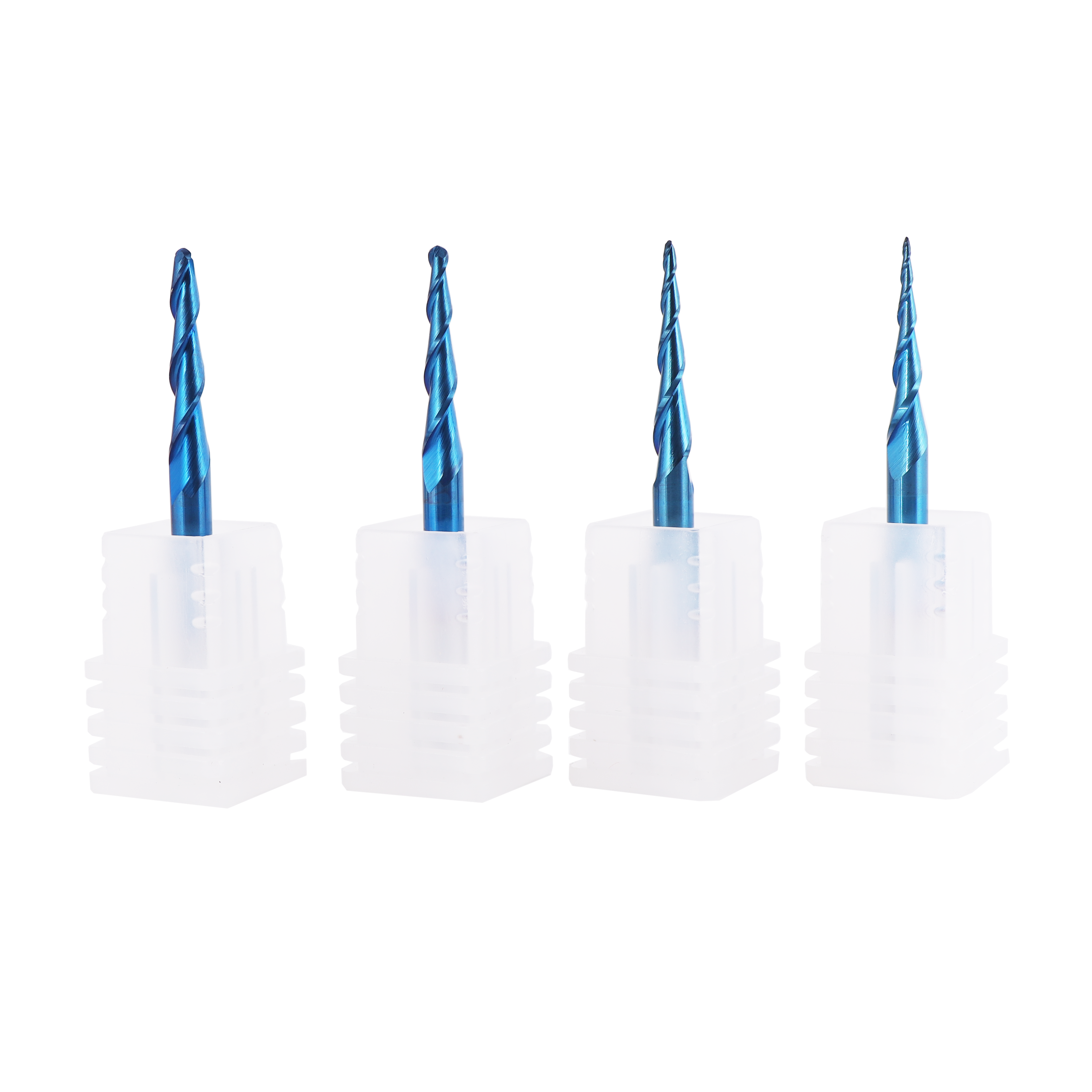 CNC Router Bits, Ball Nose 2-Flute, R0.25-R1.0, 4pcs