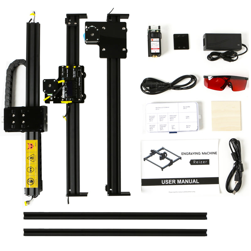 FoxAlien Reizer 20W Laser Engraver with Rotary Roller Bundle Kit