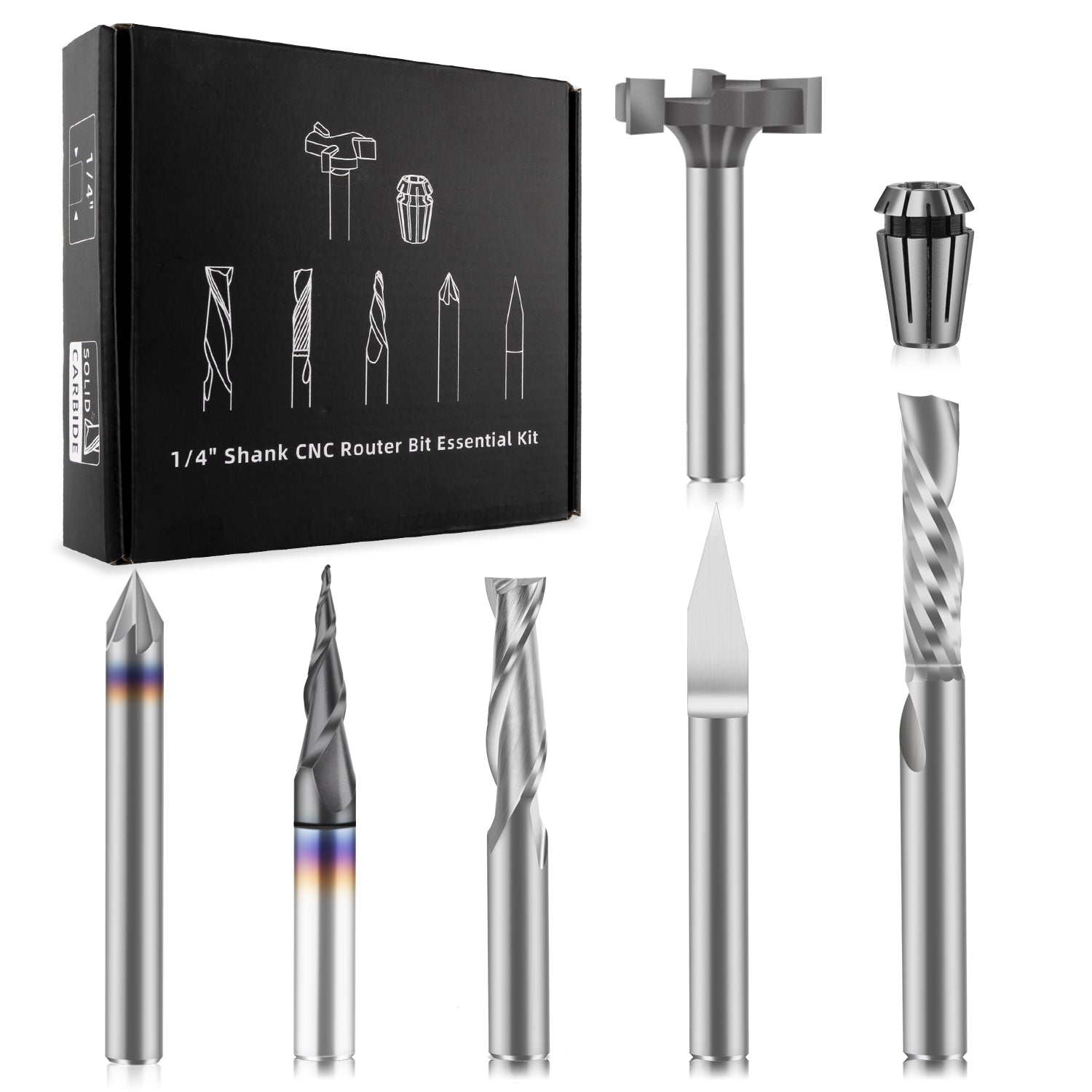 CNC Router Bits Essential Kit 1 4" Shank