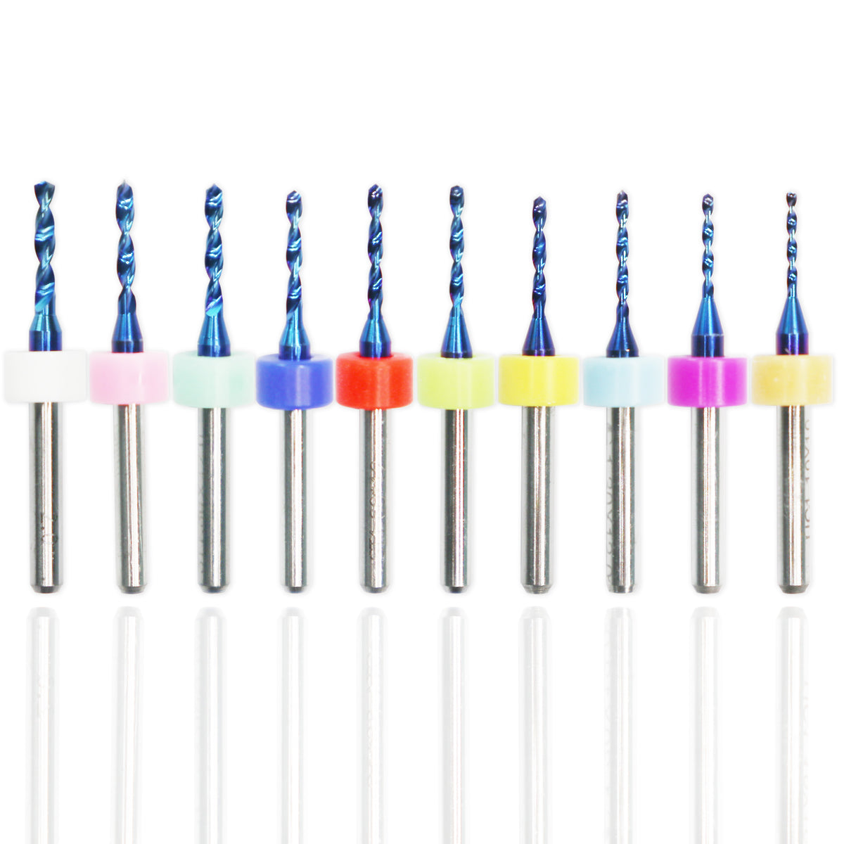 Nano Blue PCB Drill Bits Set, 1.1mm-2.0mm, 30pcs