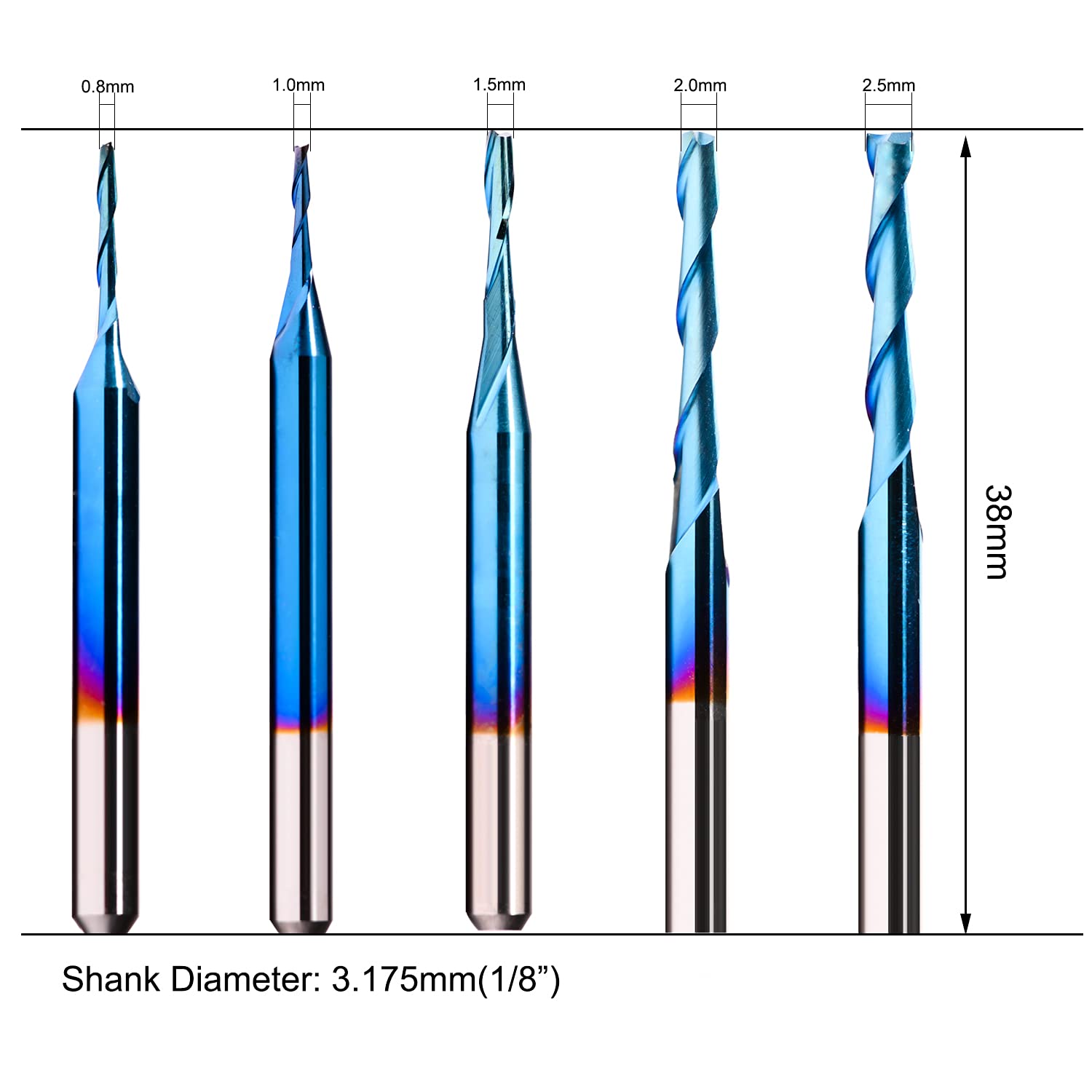 CNC Router Bits, Flat Nose End Mills Set