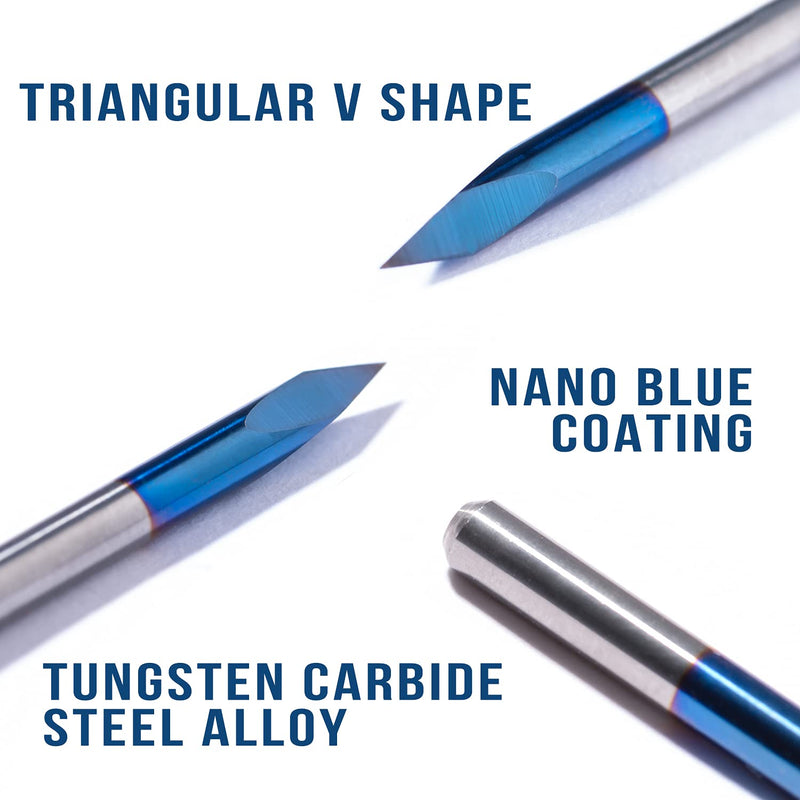 CNC Router Bits, Triangular Pyramid, 20/30/45/60/90 degree 0.1mm Tip ...