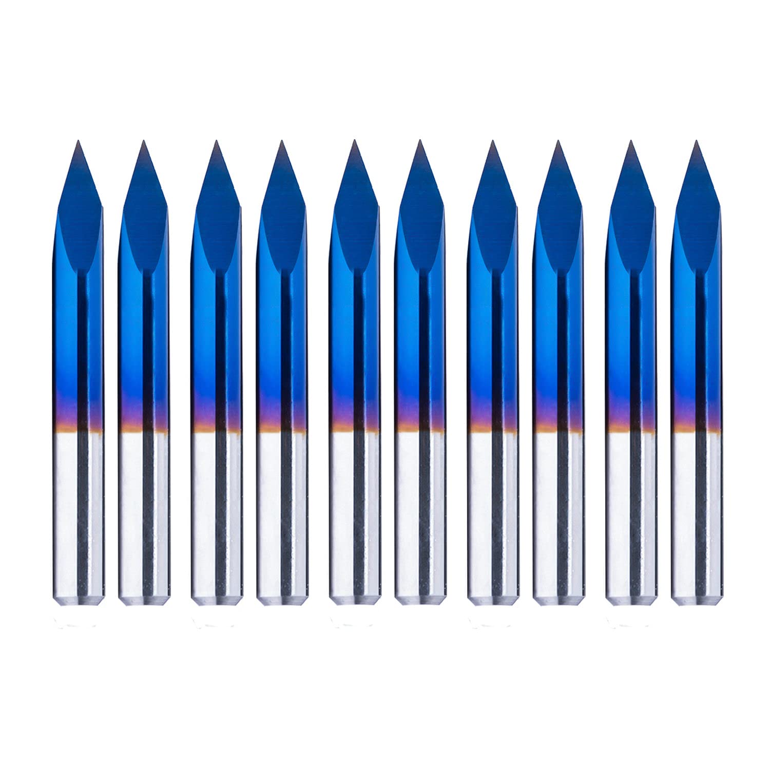 CNC Router Bits Triangular Pyramid 30 Degree 0.1mm Tip 10PCS