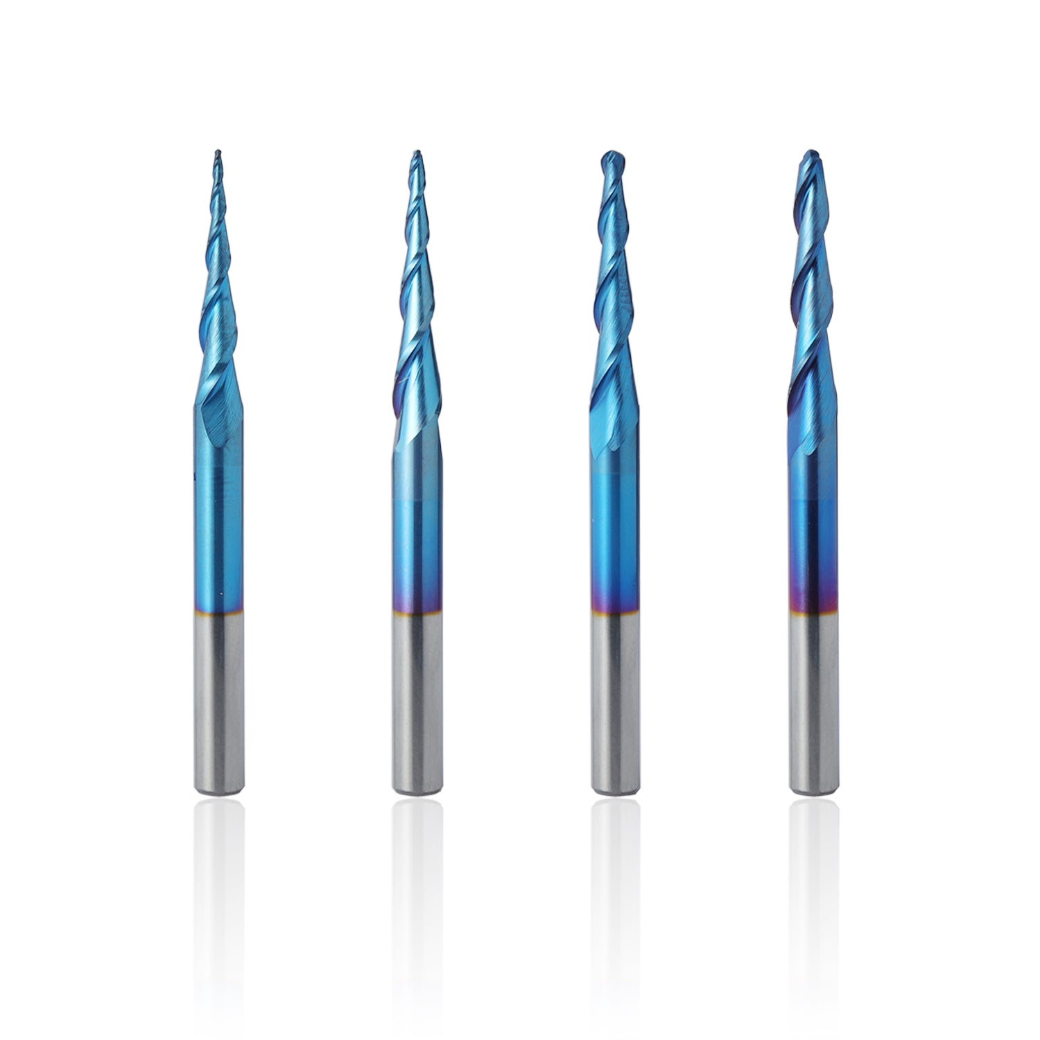 CNC Router Bits, Ball Nose 2-Flute, R0.25-R1.0, 4pcs-01