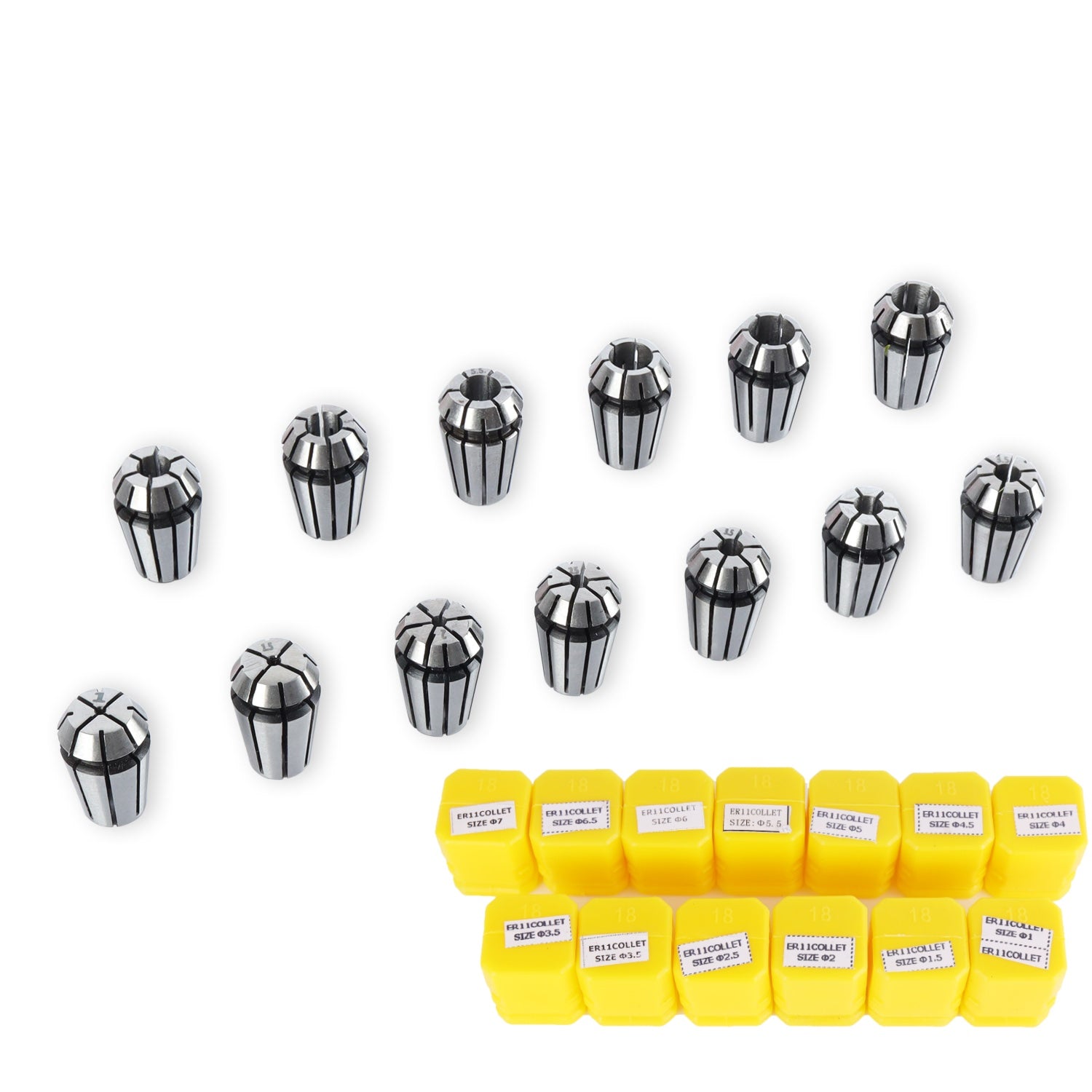 ER11 Spring Collet Set, 1.0mm to 7.0mm, 13pcs-01