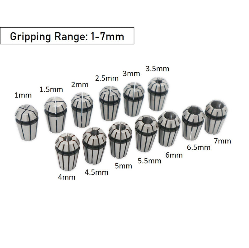 ER11 Spring Collet Set, 1.0mm to 7.0mm, 13pcs-02