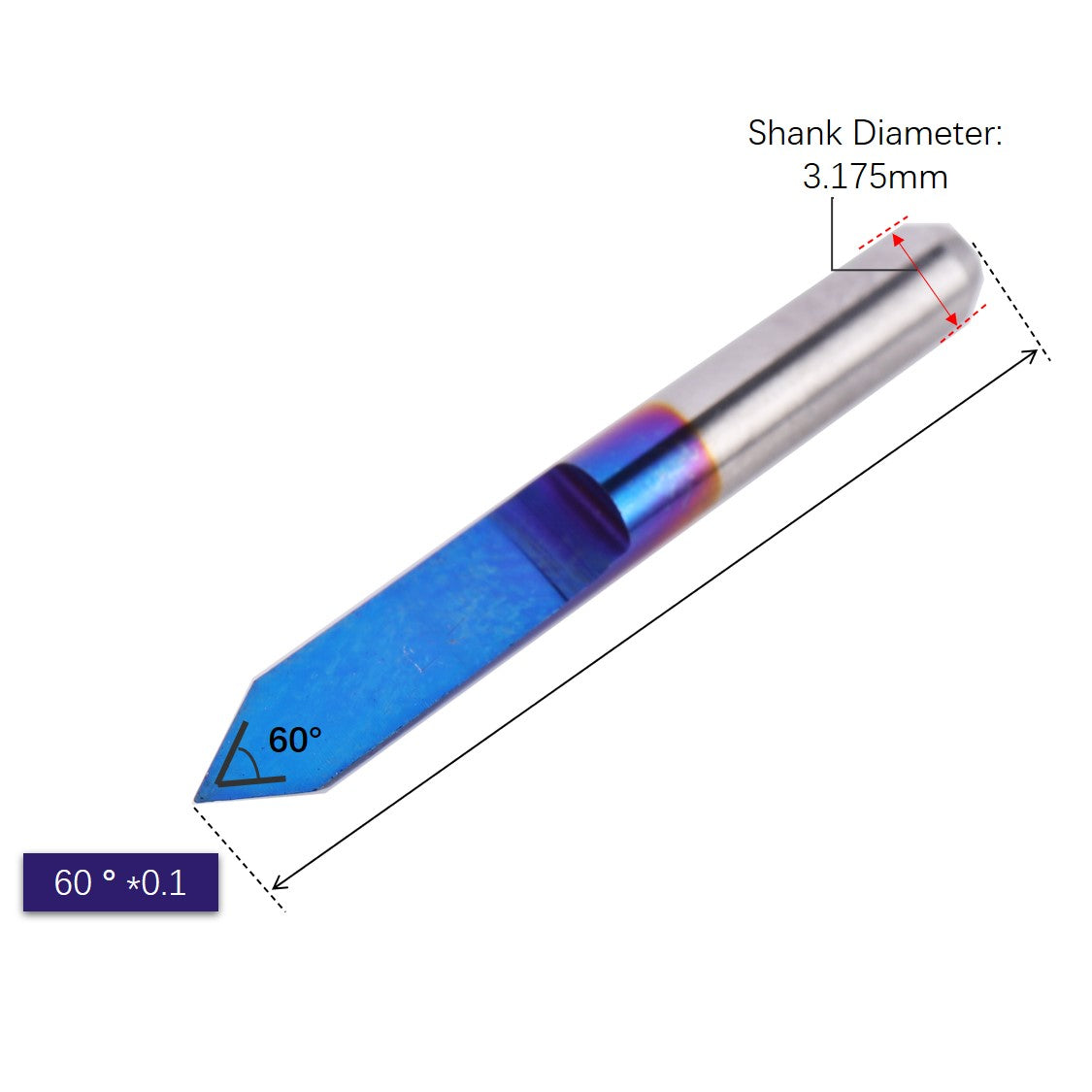 CNC Router Bits, 60 Degree 0.1mm Tip, 10PCS-02
